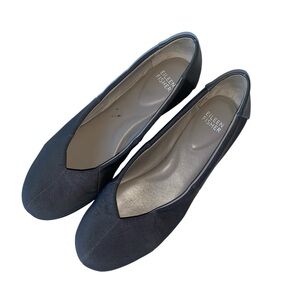 Eileen Fisher‎ Dark Grey Grosgrain Leather Flats Women’s 7.5 US